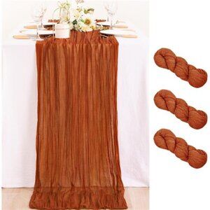 3 Pack Terracotta Table Runner 10ft Rustic Burnt Orange Cheesecloth Table